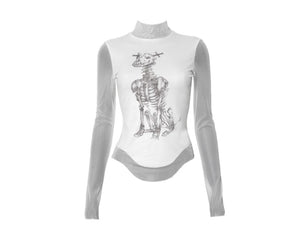 Y2K Gothic Skeleton Mesh Top