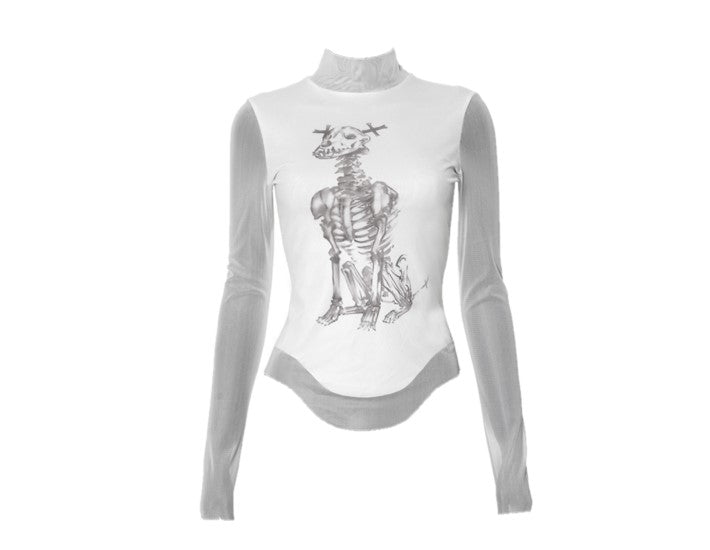 Y2K Gothic Skeleton Mesh Top
