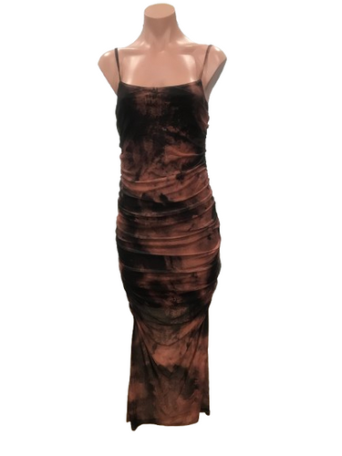 Brown Midi Mesh Dress