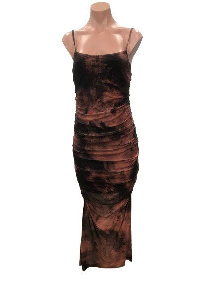 Brown Midi Mesh Dress
