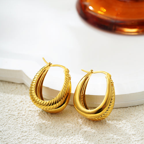 Double Gold Hoops Earring