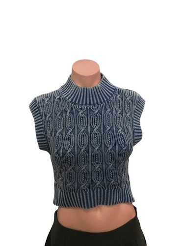 Knit Vest Vintage Print Blue