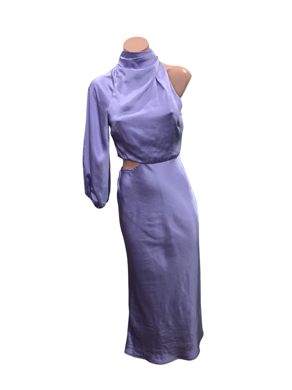 One Shoulder Lavender Midi Dress