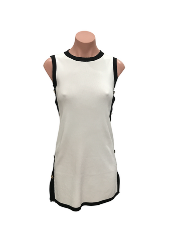 White Gold Button Mini Dress