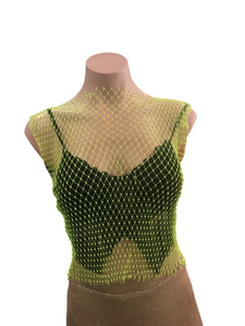 Rhinestone Halter Cover Top - Neon