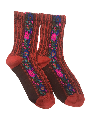 Red Flower Socks