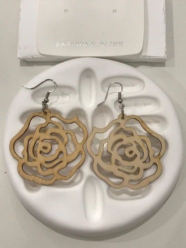 Boho Rose Wooden Earring