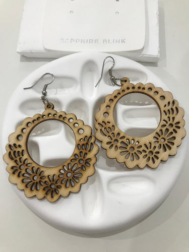 Boho Circle Wooden Earring