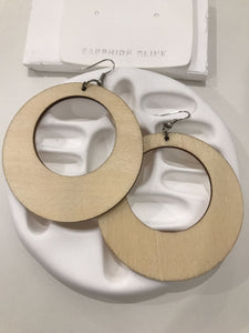 Boho Round Hoops Wooden Earring