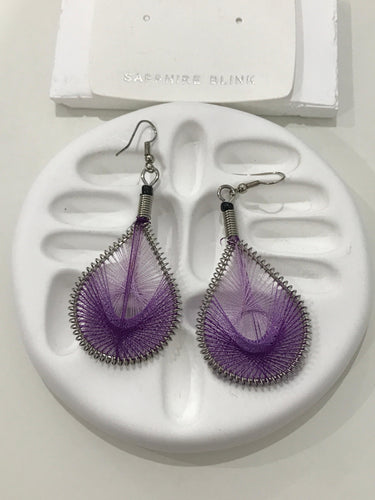 Boho Silk Thread Purple Earring