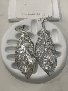Boho Large Leaf Silver Earring