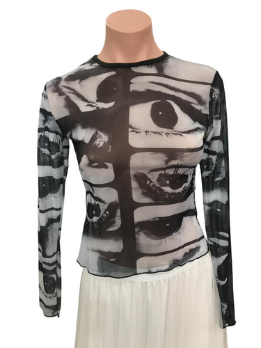 Y2K Eyes Mesh Top