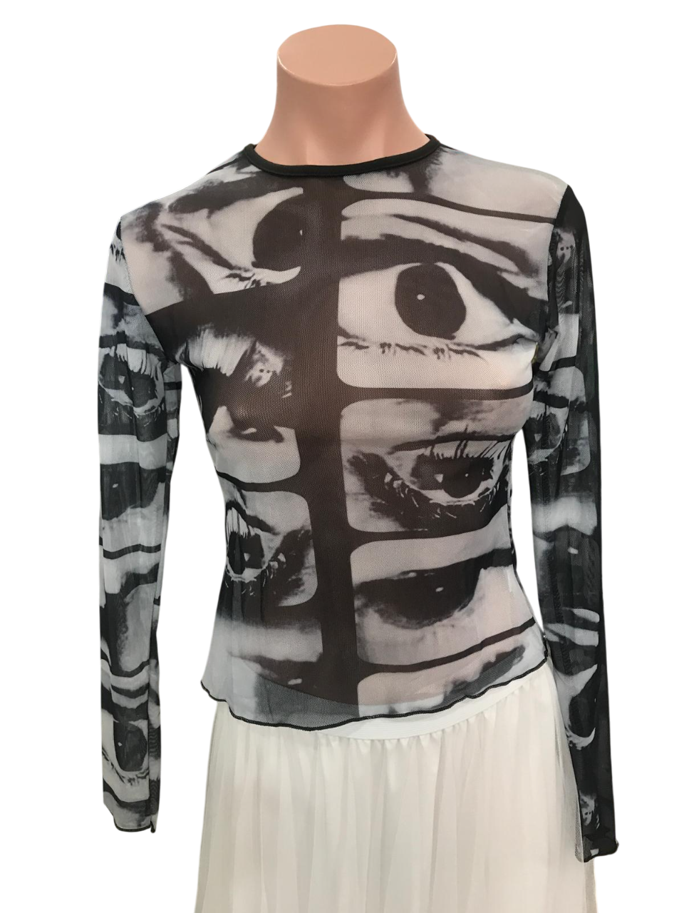 Y2K Eyes Mesh Top