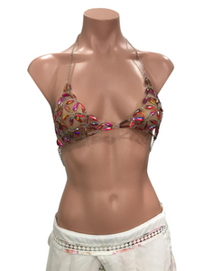 Rhinestone Mesh Chain - Red