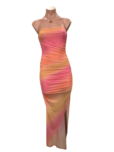Rainbow Ruched Long Dress