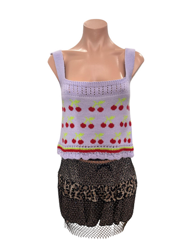 Crochet Cherry Top - Lilac