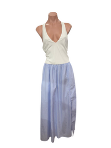 Line White Blue Midi Dress