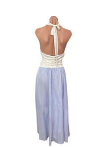 Line White Blue Midi Dress