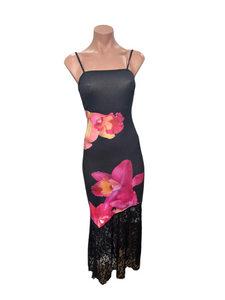 Black Magnolia Midi Dress