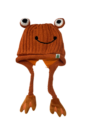Crocheted Frog Hat - Orange