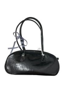 Ribbon Baguette Handbag - Black