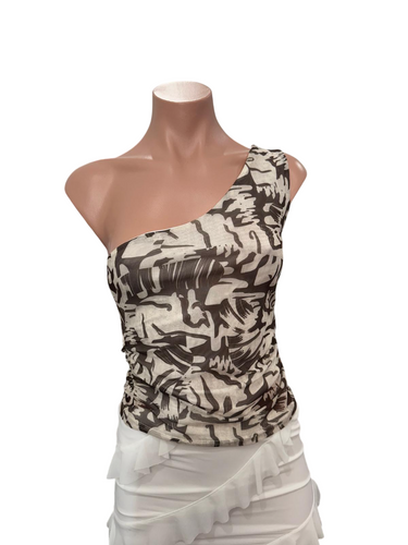 Y2K Printed Asymmetrical Top