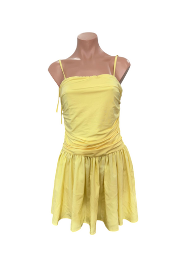 Yellow Ballerina Ruched Mini Dress