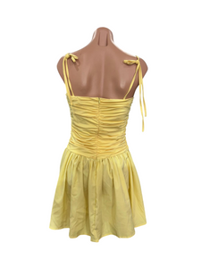 Yellow Ballerina Ruched Mini Dress