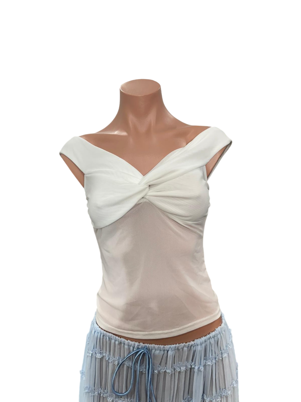 White Sabrina Top