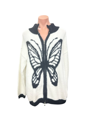 Zipper Butterfly Sweater Cardigan