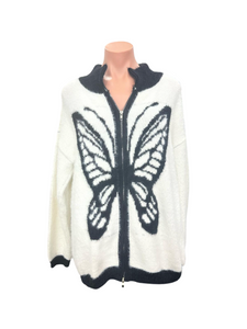 Zipper Butterfly Sweater Cardigan