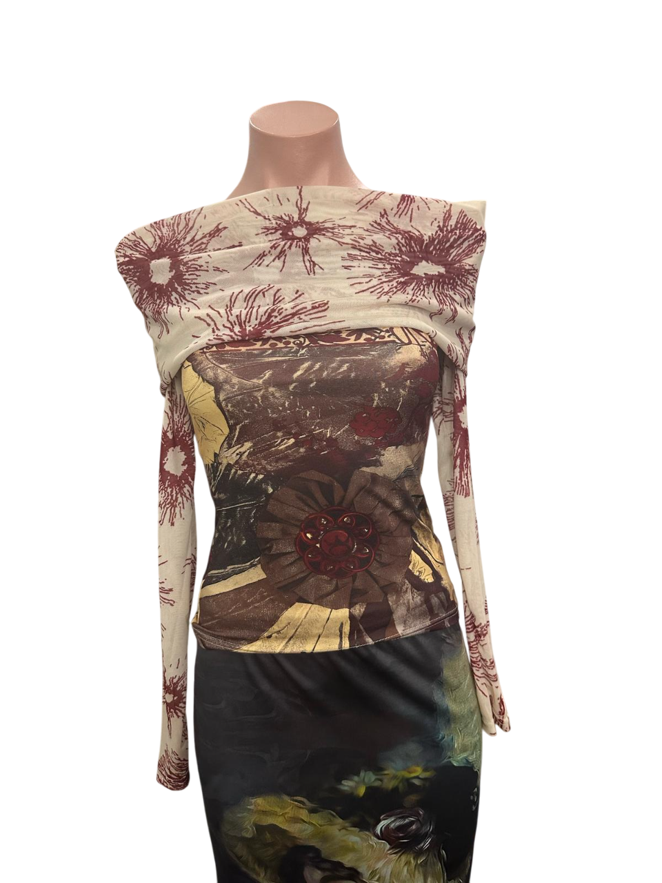 Y2K Sabrina Sun Mesh Top