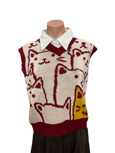 Meow Red Vest