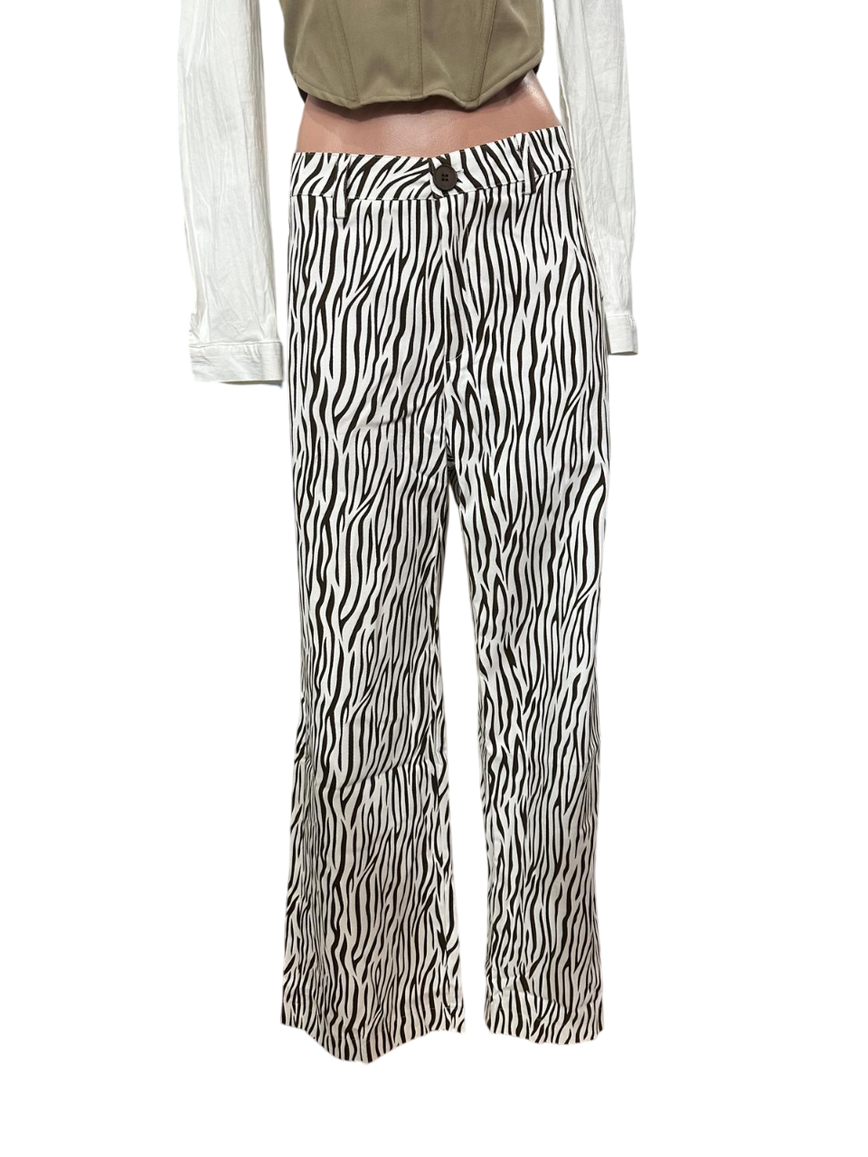 High Waisted Zebra Print Pants