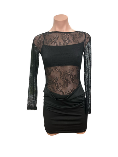 Black Lacey Long Sleeve Dress