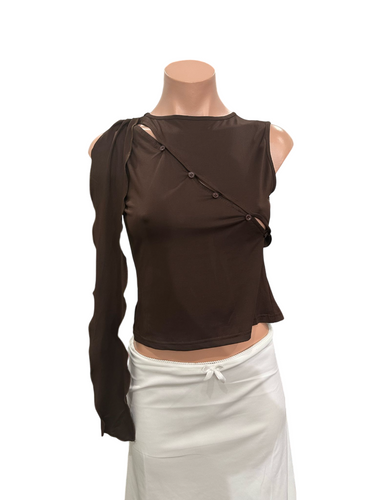 Brown Button Top