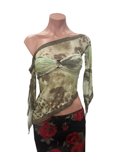 Y2K Greenery Mesh Top