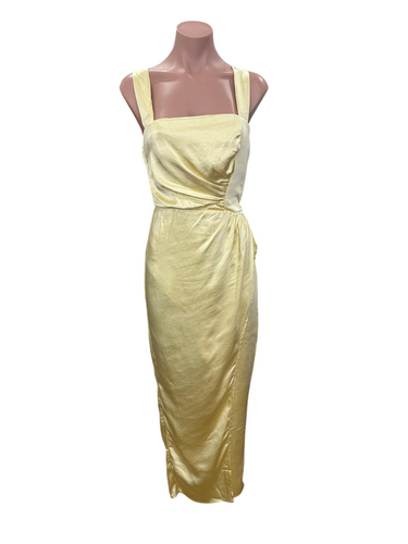 Yellow Satin Midi Dress