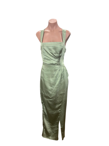 Pistachio Satin Midi Dress