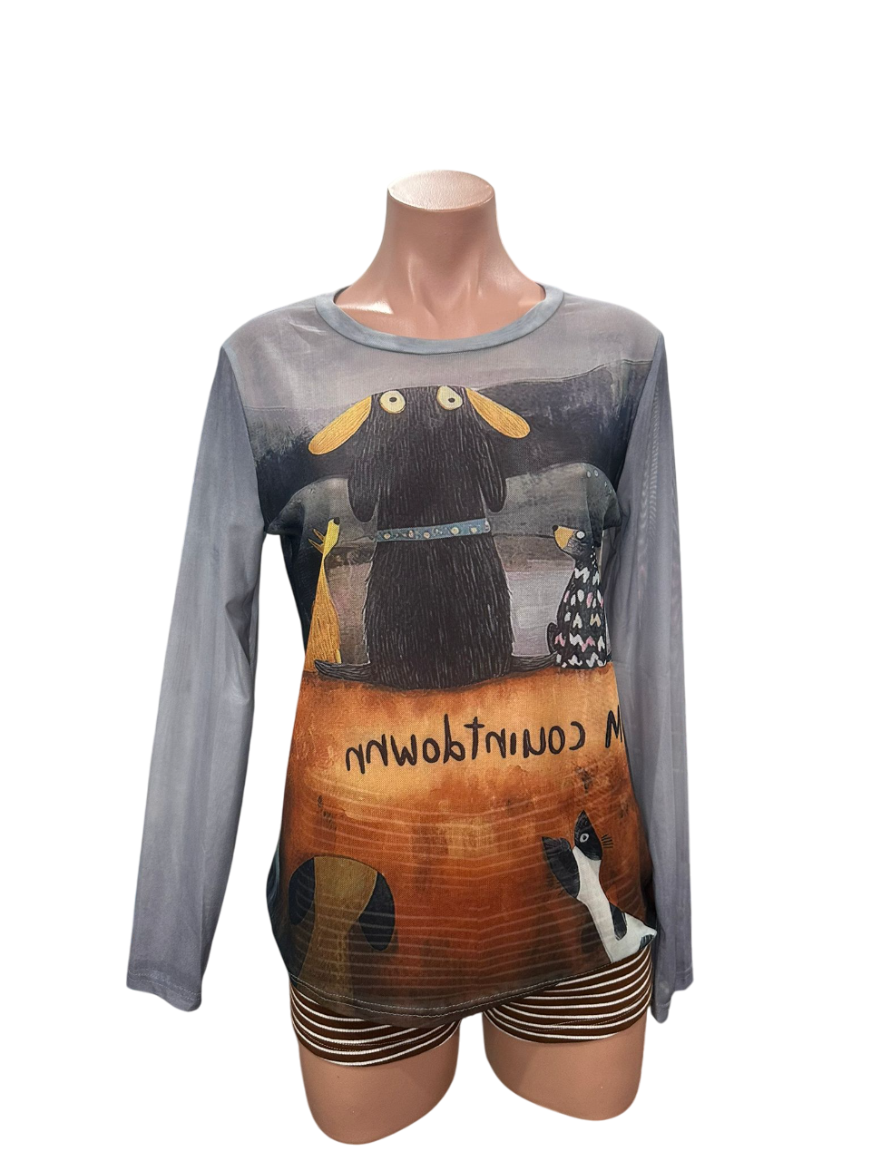 Y2K Puppy Z Mesh Top