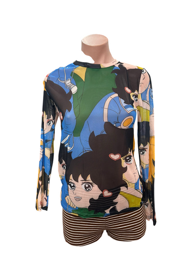 Y2K Anime Lofi Mesh Top