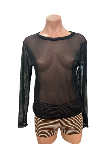 Y2K Plain See-through Mesh Top
