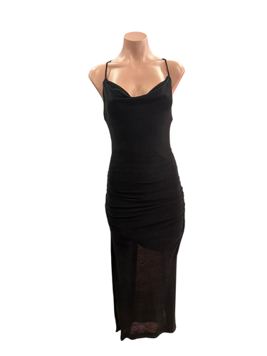 Black Ruffly Midi Dress