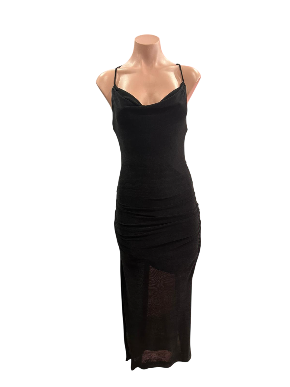Black Ruffly Midi Dress