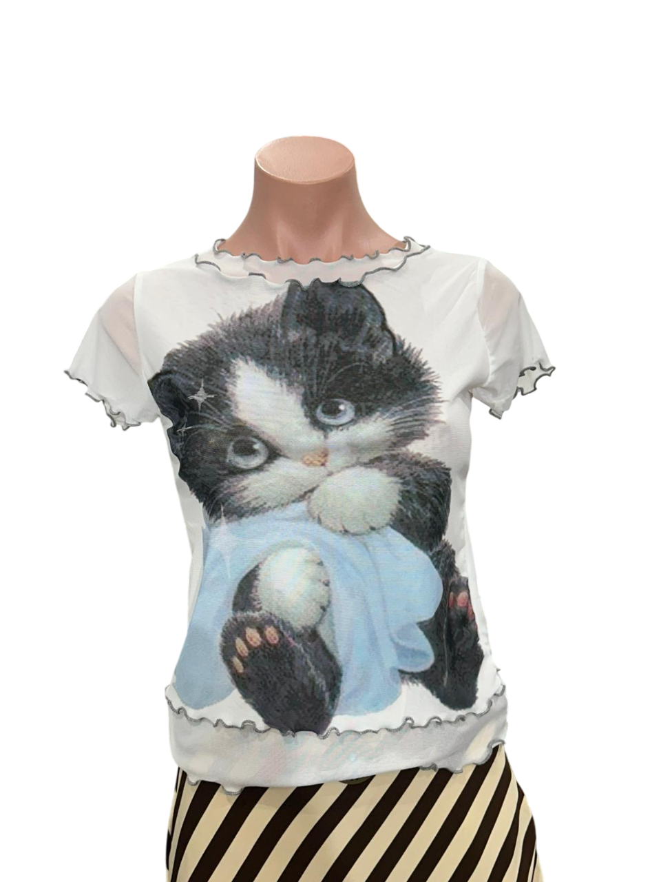 Y2K Kitten Mesh Top