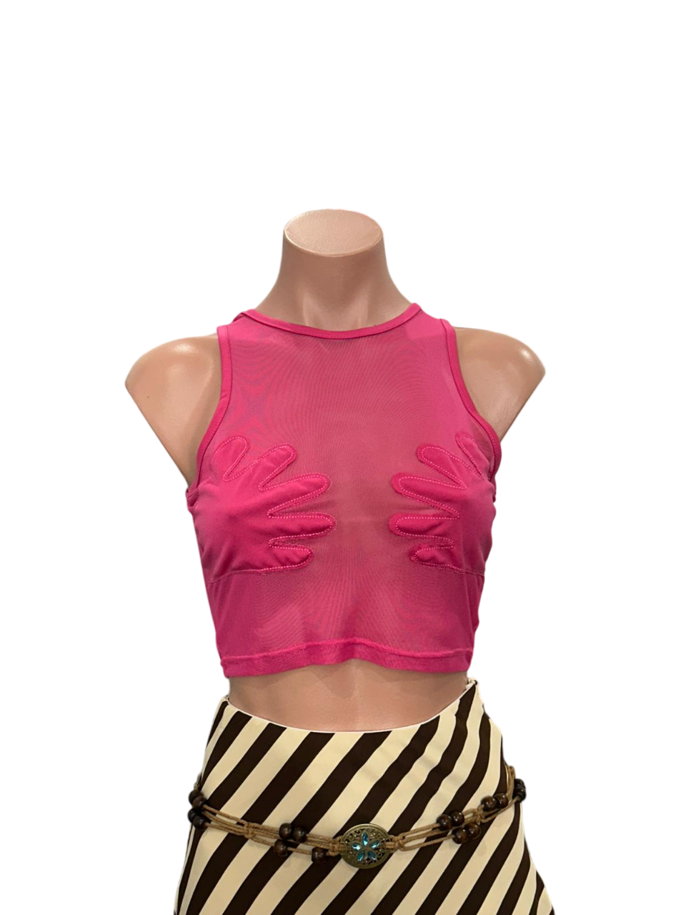 Y2K Hands to Cover Pink Mesh Top