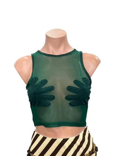Y2K Hands to Cover Green Mesh Top