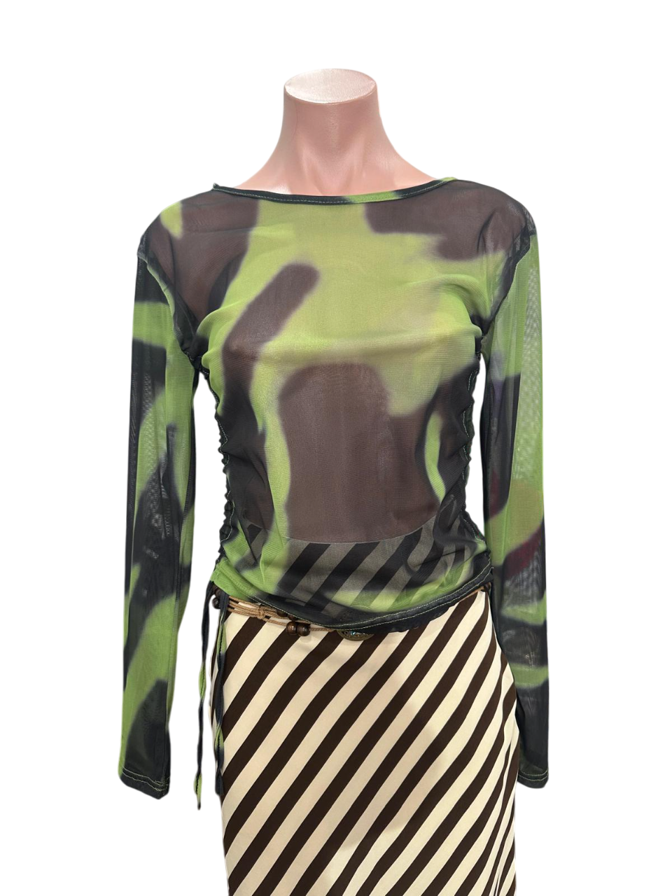 Y2K Green Lantern Mesh Top