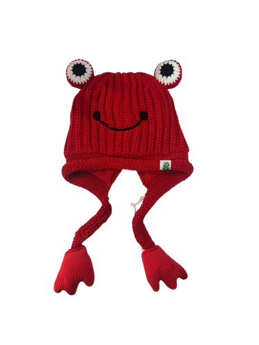 Crocheted Frog Hat - Red