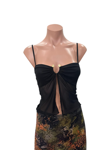 Black Buckle Butterfly Cut Top